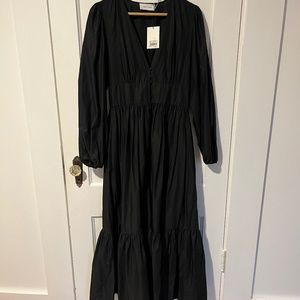 Matteau size 3 long sleeve black maxi dress
